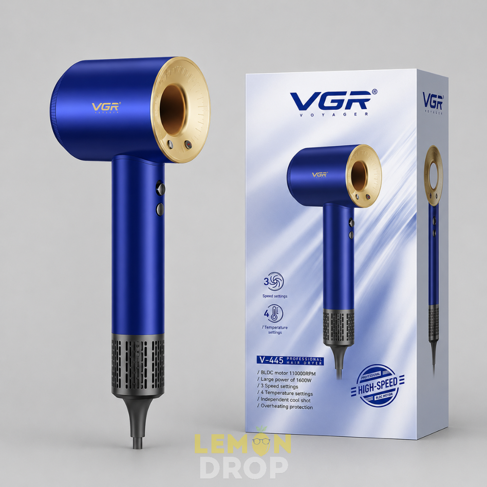 VGR Фен для волосся 1600вт 3 режими V-445 СИНІЙ 0064 фото