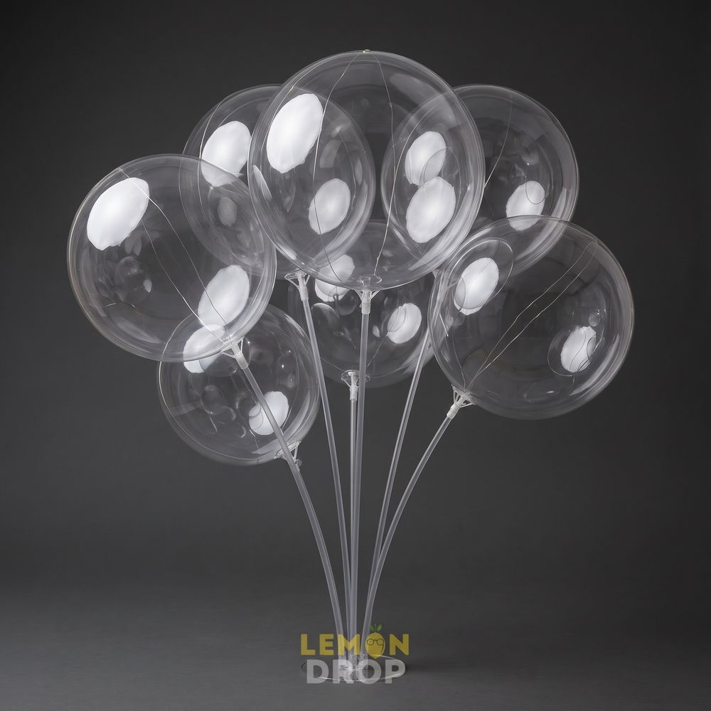 Повітряна куля Бобо з LED-підсвічуванням, куля 51 см, паличка 60 см, 5 шт. в наборі, тепле біле світло 1310 фото