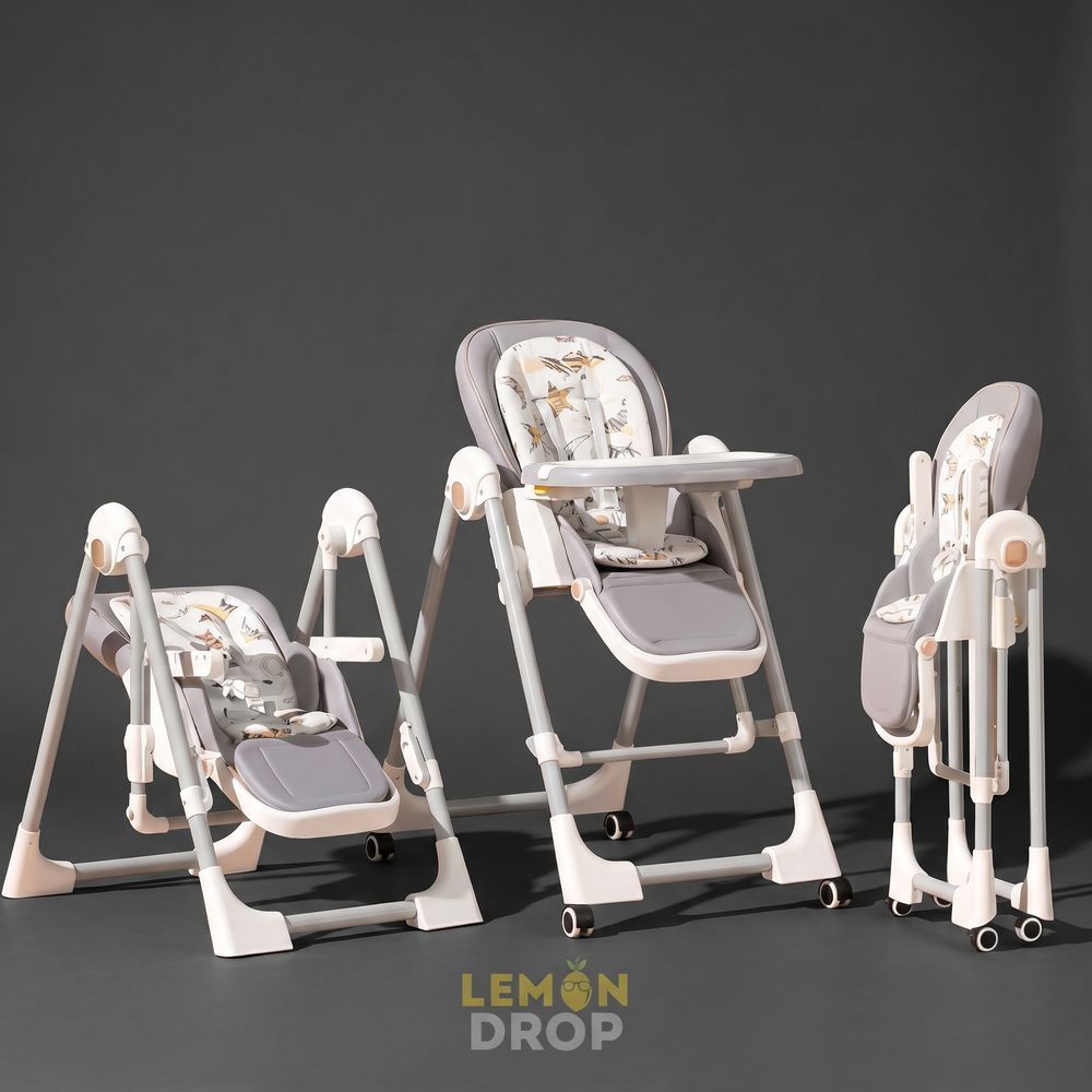 Стільчик для годування BabyChair з регульованою спинкою та столиком, шезлонг, колеса, складаний 0926 фото